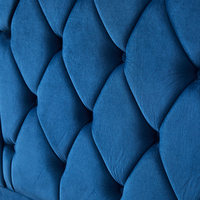 Divan-lit king size rembourré en velours bleu marine avec tiroir de rangement ottoman à boutons au design exclusif