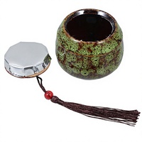 Urne funéraire miniature en céramique émaillée verte pour animaux de compagnie, avec pompon, pour chien, chat, oiseau