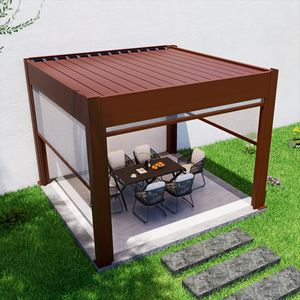 Custom 8X8 Metal Electric Automatic Outdoor Bioclimatic <strong>Pergola</strong> With Motorized <strong>Retractable</strong> Roof <strong>Canopy</strong> - Product Image 2