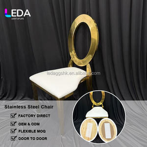 Sillas Apilables LEDA de Acero Inoxidable Dorado para Eventos al Aire Libre, Bodas, Banquetes y Fiestas en Hoteles de Lujo - Product Image 2