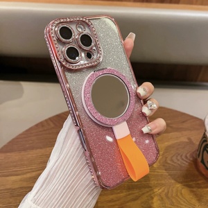 Nueva Funda Magnética para Teléfono con Brillantina y Diamantes de Imitación, Soporte Giratorio de 360 Grados, Cubierta con Espejo para iPhone 16 15 14 13 12 11 ProMax - Product Image 5