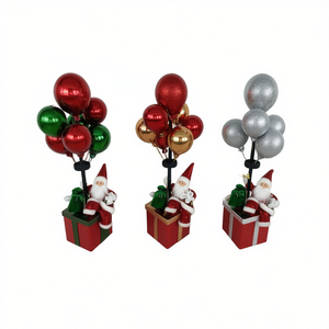 Christmas Santa Figurine With Balloons 6-6.9in Indoor Decoration Red Green Gold Silver Colors - Product Image 1
