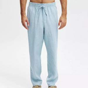 Vente en gros de pantalons décontractés de haute qualité avec logo personnalisé de la meilleure conception pour hommes de couleur unie pantalons intelligents en <span class=keywords><strong>lin</strong></span> pour hommes - Product Image 6