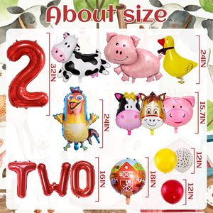 Set de Globos de Número de 32 Pulgadas con Diseño de Granja y Animales de Dibujos Animados (Gallos, Cerdos, Vacas) para Decoración de Fiestas de Cumpleaños Infantiles al por Mayor - Product Image 5