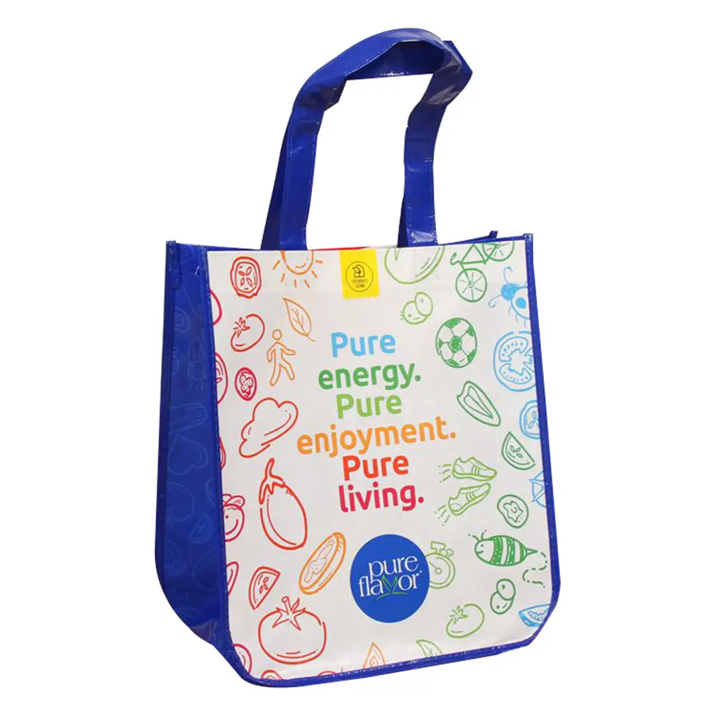 Ultrasonic Foldable Eco Recycle Reusable Grocery Storage Carry Custom Logo Shopping Non-Woven Fabric Bag With Laminated