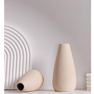 घरेलू शादी के लिए शैली न्यूनतम रचनात्मक फ्रॉस्टेड बेज सिरेमिक मिट्टी बरतन फूल - Product Image 6