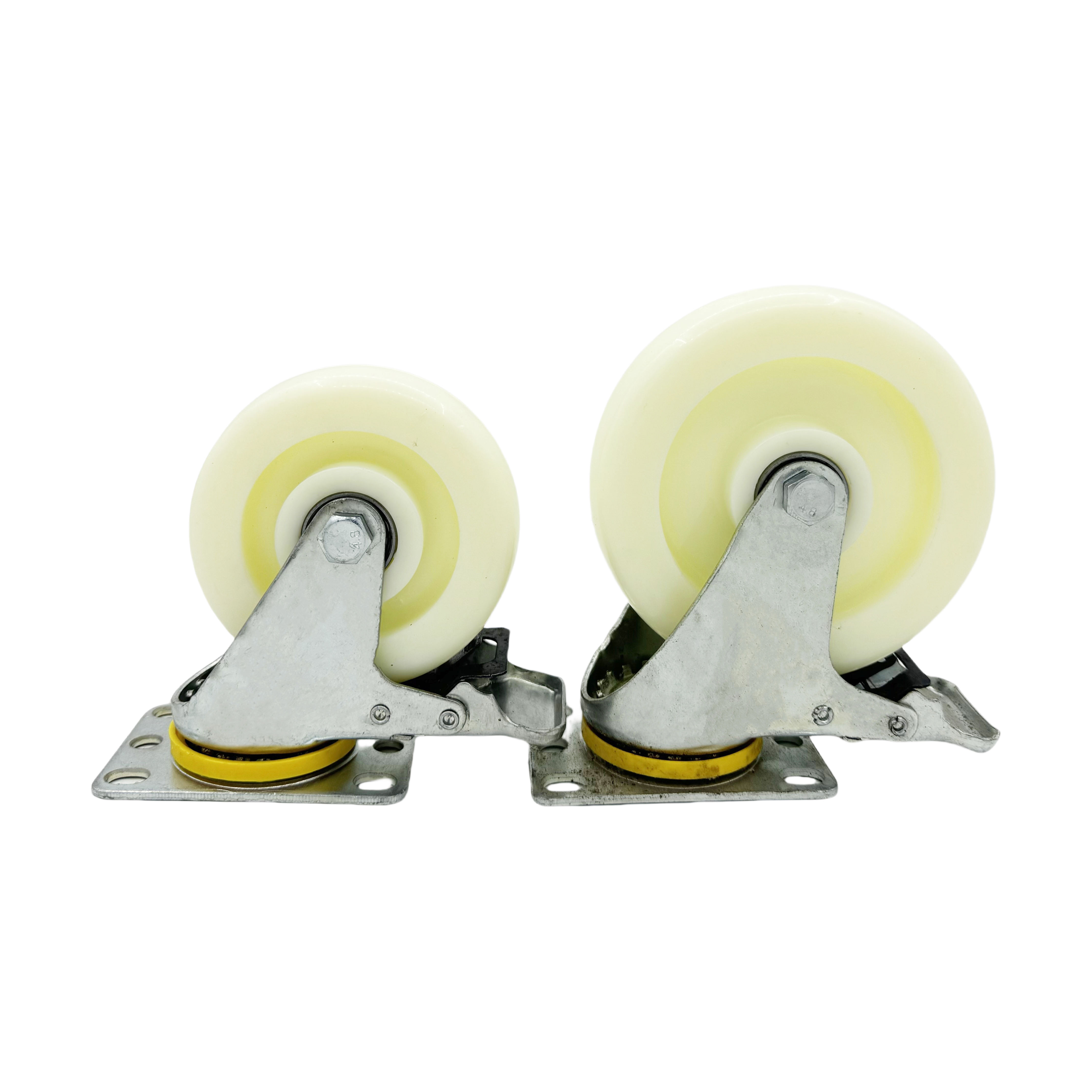 Medium 2.5/3/4/5 Inch White Nylon Swivel Brake Caster Wheels Trolley Castors Wear Resistant Long Working Life 6 Month Warranty