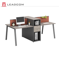 Poste de travail modulaire LEADCOM G-FN643M de classe E0 pour bureau ouvert, bureau de personnel face à face avec cloison de rangement pour bureau commercial