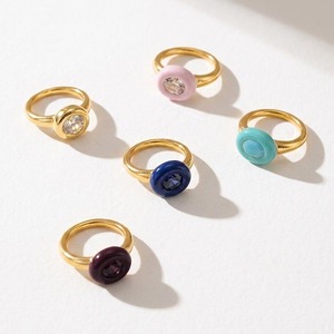<span class=keywords><strong>Anelli</strong></span> Modulari Personalizzabili in Acciaio Inossidabile con Tappo <span class=keywords><strong>a</strong></span> <span class=keywords><strong>Vite</strong></span> Intercambiabile e Charm Rimovibile con 12 Pietre Zodiacali per Gioielli Fai-da-Te - Product Image 4