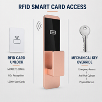 Cerradura Electrónica para Puerta de Hotel con Tarjeta, Aleación de Aluminio, Control de Acceso RFID con SDK Gratuito y Software de Gestión Hotelera