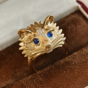 Anillo Delicado y Lindo de Oro Sólido de 18K con Diamante Natural, Diseño de Gatito, Acabado Cepillado, Minimalista, Coleccionable, para Boda, Compromiso o Fiesta - Product Image 5