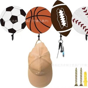 Creative Ball Shaped <b>Wall</b> Hooks Sports Theme Decorative Hangers For <b>Clothes</b> And Bags Multipurpose Easy Install <b>Wall</b> <b>Mounted</b> Type - Product Image 5