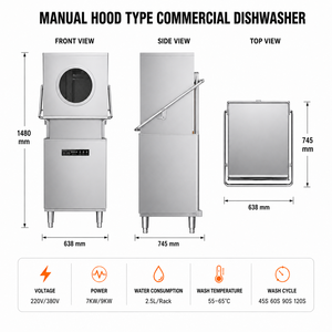 Lave-vaisselle industriel à haute efficacité, cycle de lavage rapide en 45 secondes, lave-vaisselle électrique professionnel pour hôtel, cantine - Product Image 3