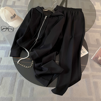 Ensemble coordonné Y2K rose bébé pour femmes, 2 pièces, sweat-shirt à capuche zippé court et pantalon de survêtement taille haute, tenue de sport décontractée, streetwear