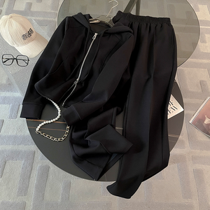 ชุดเซ็ต <span class=keywords><strong>2</strong></span> ชิ้น สไตล์ Y2K สีชมพูอ่อนสำหรับผู้หญิง เสื้อครอปฮู้ดดี้แบบซิป & กางเกงขายาวเอวสูง ชุดลำลองแนวสปอร์ตสตรีทแวร์ - Product Image 6