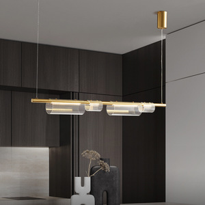 Italian-Style High-<b>End</b> Artistic Chandelier All-Copper Postmodern Luxury Light Fixture with Glass Strip for Restaurant <b>Bar</b> Island - Product Image 1