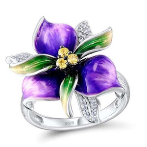 Anelli Romantici in Acciaio Inossidabile con Gemme e Zirconi, Placcatura in Rodio/Oro, Gioielli da Matrimonio Certificati IGI - Product Image 2