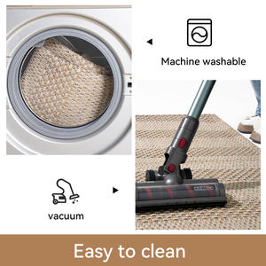 Tapis d'intérieur moderne minimaliste de couleur unie, tissé, rectangulaire, antidérapant, pour salon, chambre à coucher, table basse, mélange de polyester et de coton - Product Image 5