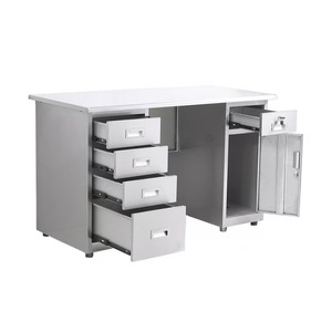 304厚さシートオフィスステンレススチールオフィスデスクシングル人スタッフ引き出し付きコンピュータデスク - Product Image 4