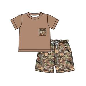 Preventa al por mayor: Conjuntos de verano para niñas con estampado de camuflaje, ropa de caza para niños pequeños, de algodón orgánico suave, de fábrica, MOQ 5 - Product Image 3
