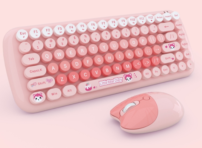 可愛いタイプライタ風 ワイヤレスキーボードとマウスセット Amazon | ワイヤレスキーボードとマウスの組み合 おしゃれ 静音
