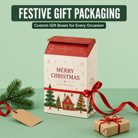 Boîte cadeau de Noël, emballage de Noël personnalisé, carton avec couvercle et base, logo en feuille d'or, conteneur en carton rigide de qualité supérieure