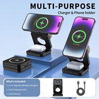 Station de charge sans fil magnétique portable 3 en 1, support de charge pliable pour iPhone, iWatch, AirPods, chargeur multifonctionnel