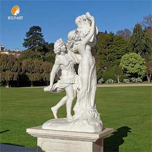 Mily ngoài trời Vườn cuộc sống Kích thước đá tự nhiên bằng đá cẩm thạch trắng Apollo và Daphne Tượng điêu khắc để bán - Product Image 1