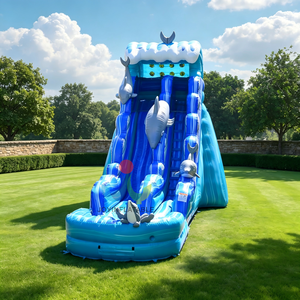 Tobogán Acuático Inflable Comercial Gigante con Forma de Tiburón y Delfín, con Piscina de Chapoteo, Diseñado para <span class=keywords><strong>Adultos</strong></span> y Niños - Product Image 2