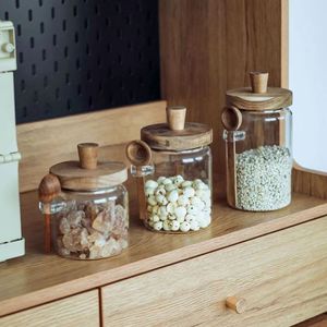 Coffee bean <b>storage</b> <b>jar</b>, high borosilicate glass, acacia wood lid, moisture-proof condiment bottle, <b>kitchen</b> grain <b>storage</b> <b>jar</b> - Product Image 3