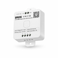 Contrôleur de bande LED musicale PWM 1 canal SP631E DC5-24V avec variateur d'intensité via application, télécommande RF 2.4G, synchronisation musicale, couleur unique, garantie 3 ans, 6A max.