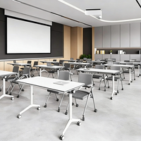Table de formation pliable en gros - Bureau minimaliste en bois massif durable, montage facile, hauteur réglable modulaire pour bureau et école