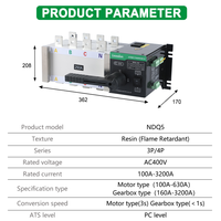 Interrupteur de transfert automatique professionnel 4P 250A à double alimentation ATS triphasé pour générateur, type PC, fabriqué en usine