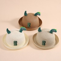 Sombrero de Pescador de Dibujos Animados de Dinosaurio para Niños, Sombrero de Sol de Playa Estilo Coreano para Bebés, Niños y Niñas, Venta al por Mayor Disponible