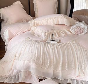 Комплект постельного белья YongHo Modern из 4 предметов: розово-белая вышивка, высококачественный утолщенный комплект из 4 предметов для девочек, 4-х предметный комплект простыней. - Product Image 5