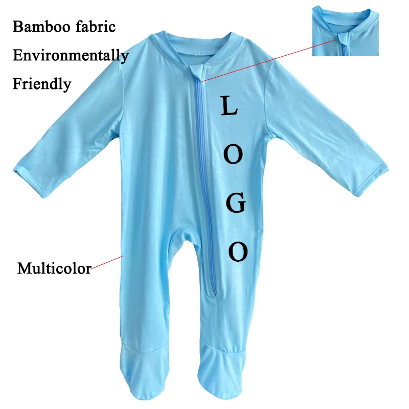 Wholesale New Hot Sales Infant Pajamas Soft Breathable Baby clothes Sleepwear Zipper Ruffle Custom Bamboo Pajamas Baby Rompers