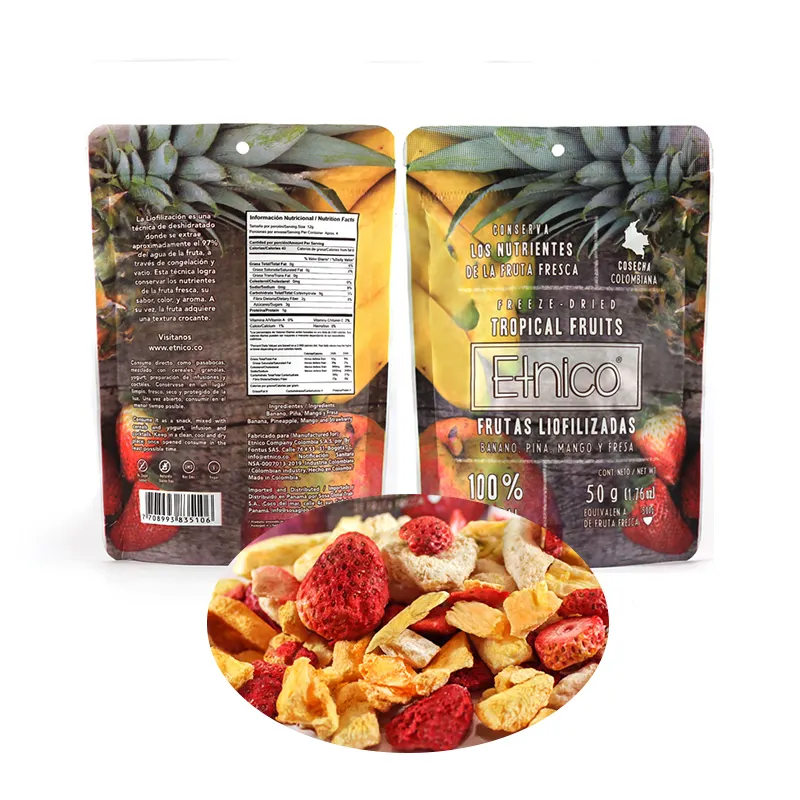 Quality Directly Sale Dried Tropical Fruits Snack Leisure Food Dry Fruit Banana Mango Pineapple and Strawberry 50g