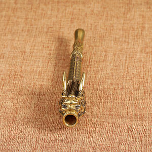 Venta al por mayor colección Vintage cobre puro líder pipas antiguas soportes de cigarrillos varillas de tabaco seco artesanías antiguas - Product Image 3