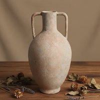 Vase à fleurs en céramique et terre cuite avec poignée, style vintage chinois, texture antique, pour décoration de table de maison de campagne, design de créateur