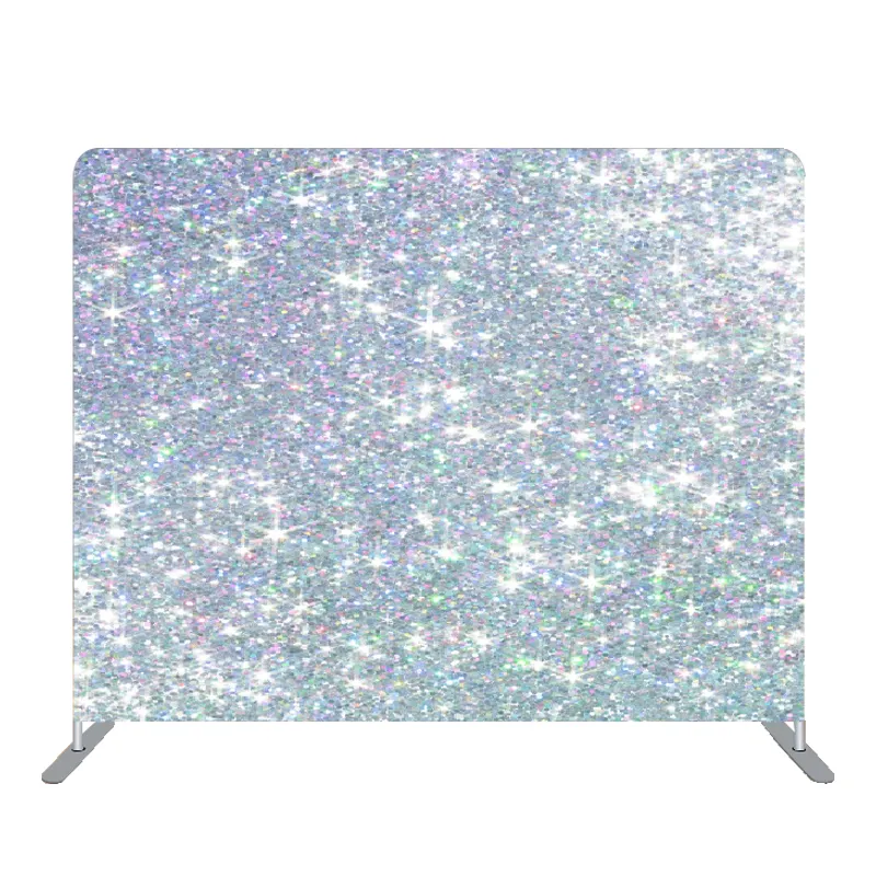 Benutzer definierte 8ft Sparkle Silber Farbe Doppelseite Photo Booth Hintergrund Stand