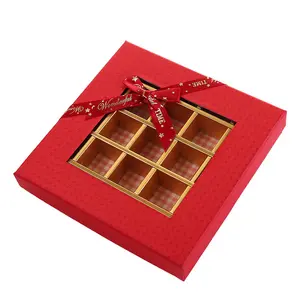 Oferta especial Caja de regalo con ventana Cajas cuadradas de chocolate Embalaje de dulces de papel con cinta para el día de San Valentín romántico