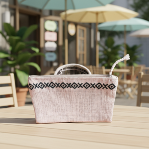 Sac fourre-tout en raphia tissé à la main, style urbain et épuré, doublure Penja, garniture en cuir, fermeture à bouton, usage quotidien, MG Origin Gifts - Product Image 5