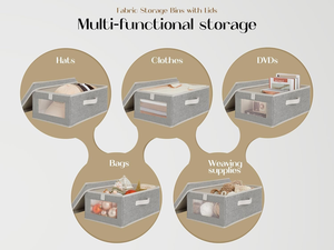 Caja <span class=keywords><strong>de</strong></span> almacenamiento <span class=keywords><strong>de</strong></span> cubierta <span class=keywords><strong>de</strong></span> ventana <span class=keywords><strong>de</strong></span> lino y algodón con dos asas, organizador <span class=keywords><strong>de</strong></span> <span class=keywords><strong>ropa</strong></span> plegable rectangular para armarios, técnica tejida - Product Image 5
