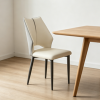 Chaise de salle à manger contemporaine avec dossier, pieds en métal, revêtement en similicuir, mobilier moderne pour la maison, hôtels, restaurants, écoles, appartements