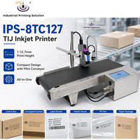 Impresora de Etiquetas Tij Mini IPS-8TC en Línea de 12.7 mm con Cinta Transportadora, Pantalla Táctil de 4.3 Pulgadas, Cartucho de Tinta de Secado Rápido para Pequeñas Empresas