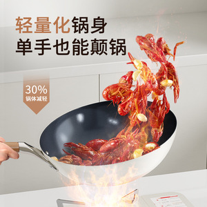 <b>Lightweight</b> <b>Iron</b> Wok Non Stick Flat Bottom For Induction And Gas Stoves With No Coating - Product Image 1