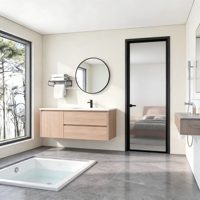 Portes FIDELIS avec cadre en aluminium, porte à battant en verre, isolée et insonorisée pour chambre à coucher, salon et salle de bain