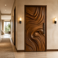 Paneles de Pared 3D de Madera Oscura Premium, Efecto de Luz y Sombra Esculpida, Revestimiento de Pared Interior de Alta Gama para Mansiones