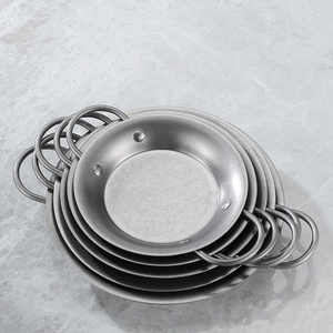 Sartén para Mariscos de Acero Inoxidable de 20-28 cm, Estilo Retro Plateado, Antiadherente, para Paella Española, para Restaurante - Product Image 1