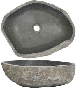 Fregadero de encimera de piedra de Río Natural ovalado moderno personalizado CF, lavabo de baño moderno para el hogar, Hotel, comedor, lavabo de encimera - Product Image 1